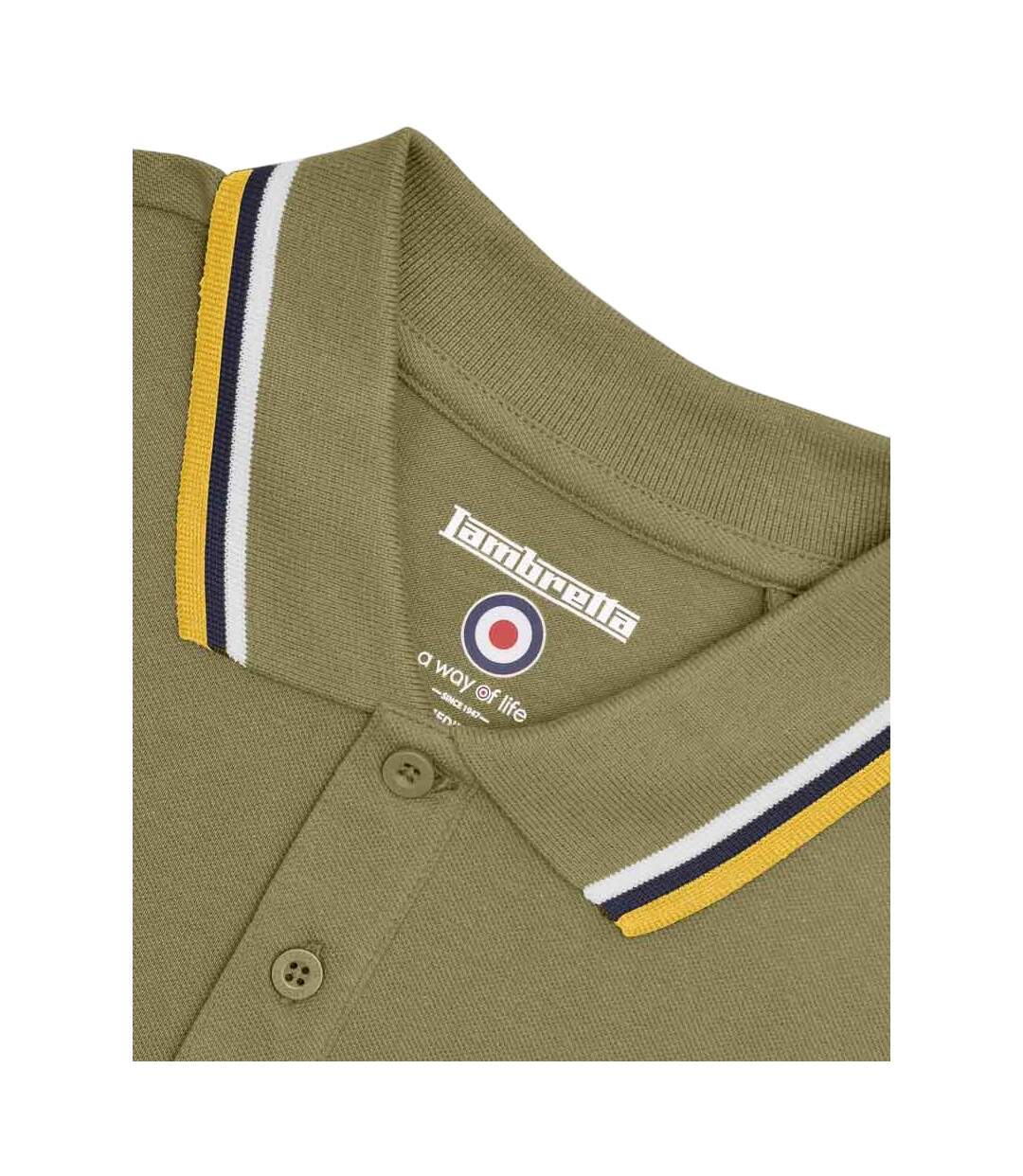 Polo Homme Kaki Blanc Bleu Marine Jaune Or Lambretta-4