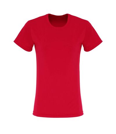 TriDri Womens/Ladies Embossed Panel T-Shirt (Fire Red)