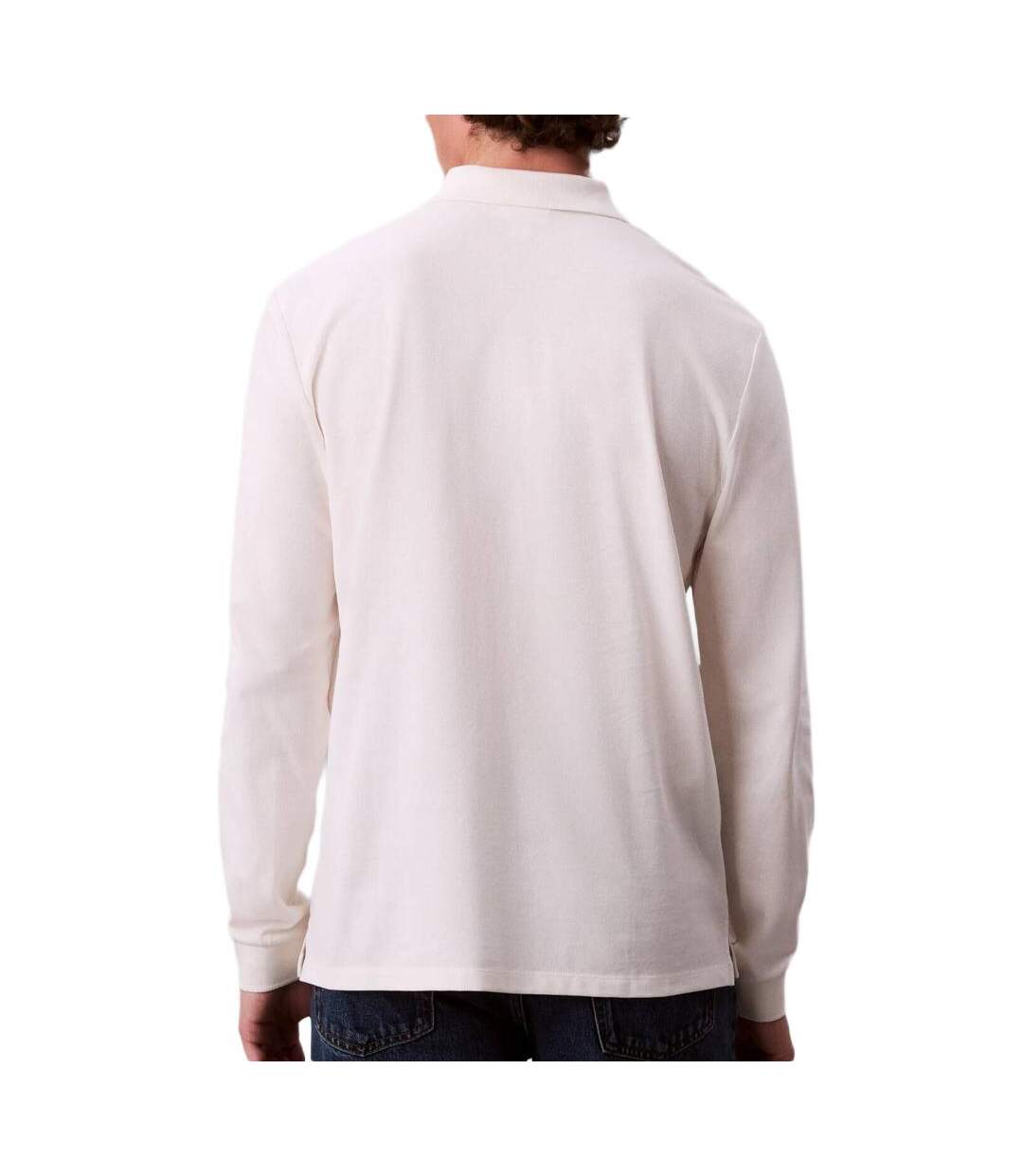 Polo manches longues blanc  homme calvin klein casual pique-2
