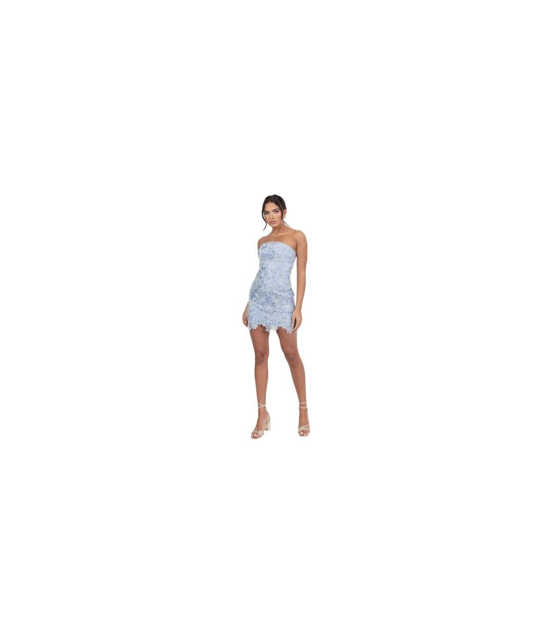 Womens/ladies Floral Bandeau Mini Dress Blue Deluxe-1