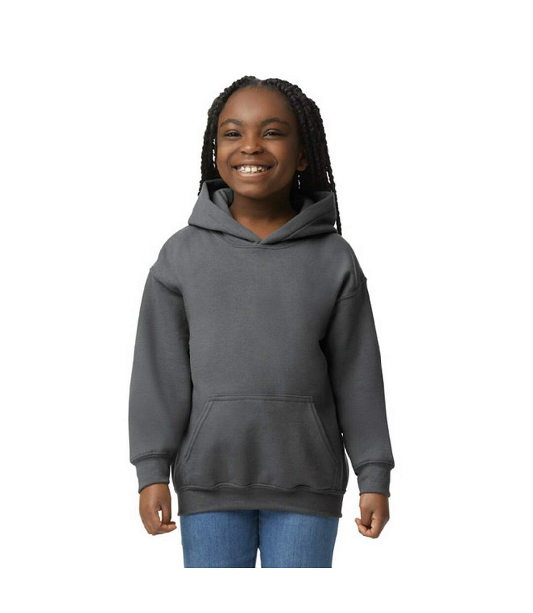 Sweat à capuche enfant charbon Gildan-1