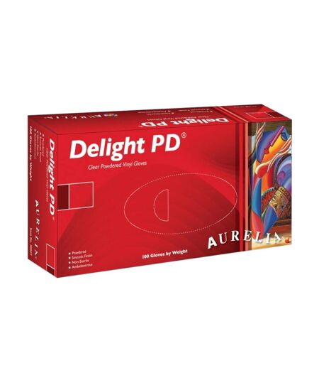 Aurelia Delight PD Clear Powdered Vinyl Gloves (Pack of 100) (Clear) (XL) - UTST2211