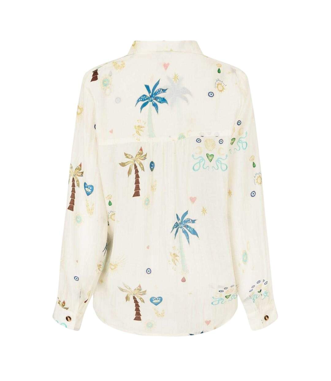 Chemise Manches Longues Motif/style Imprimé Palmier Femme Crème Never Fully Dressed-3