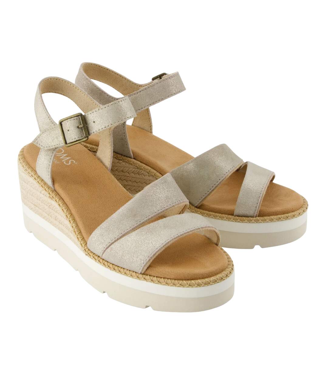 Womens/ladies Vegan Sandals Champagne Toms-1