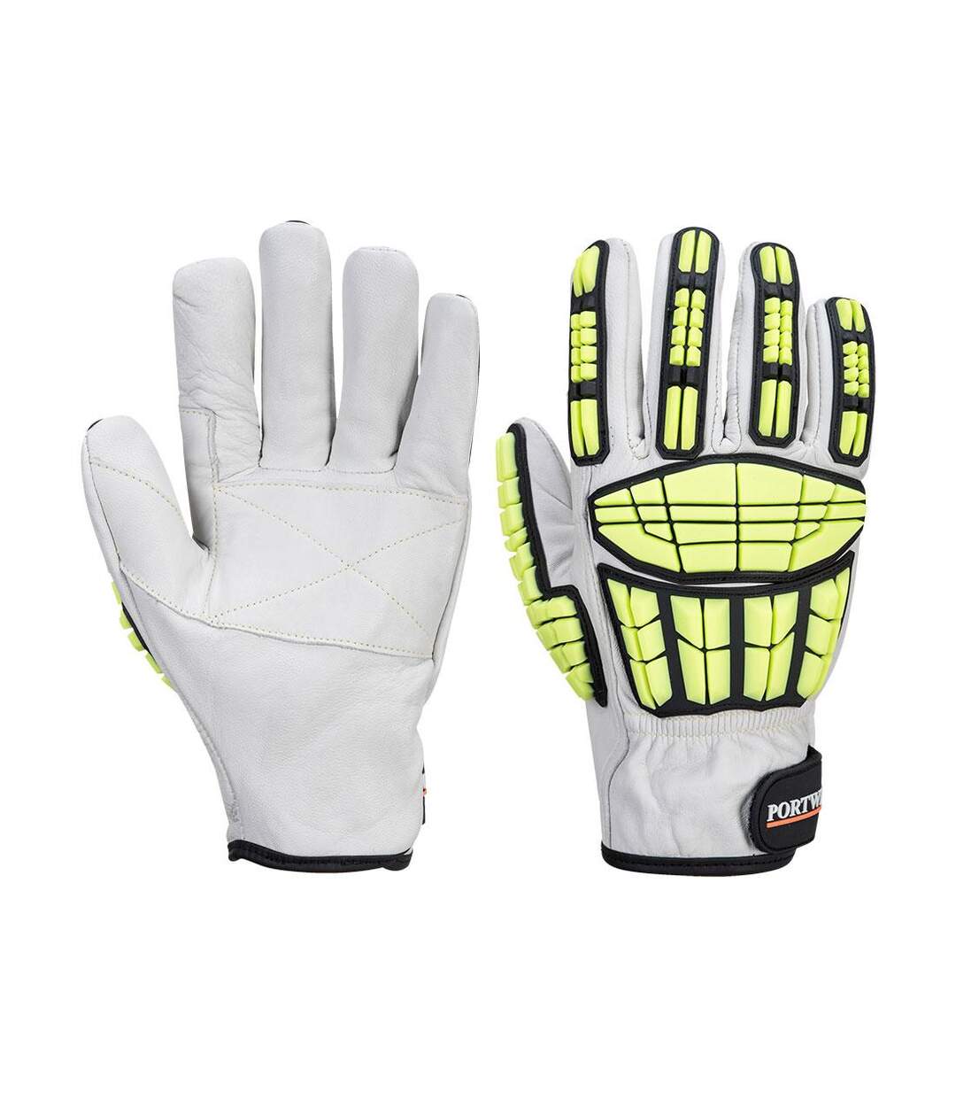 Unisex adult a745 pro impact resistant leather cut resistant gloves l grey Portwest-1