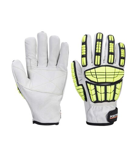 Unisex adult a745 pro impact resistant leather cut resistant gloves m grey Portwest