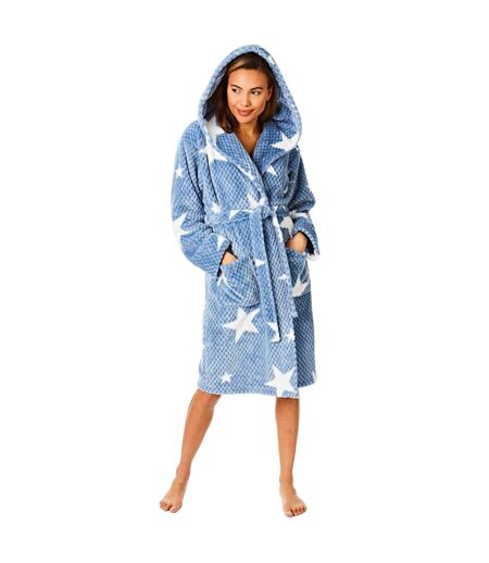 Womens/ladies star print dressing gown blue Generic