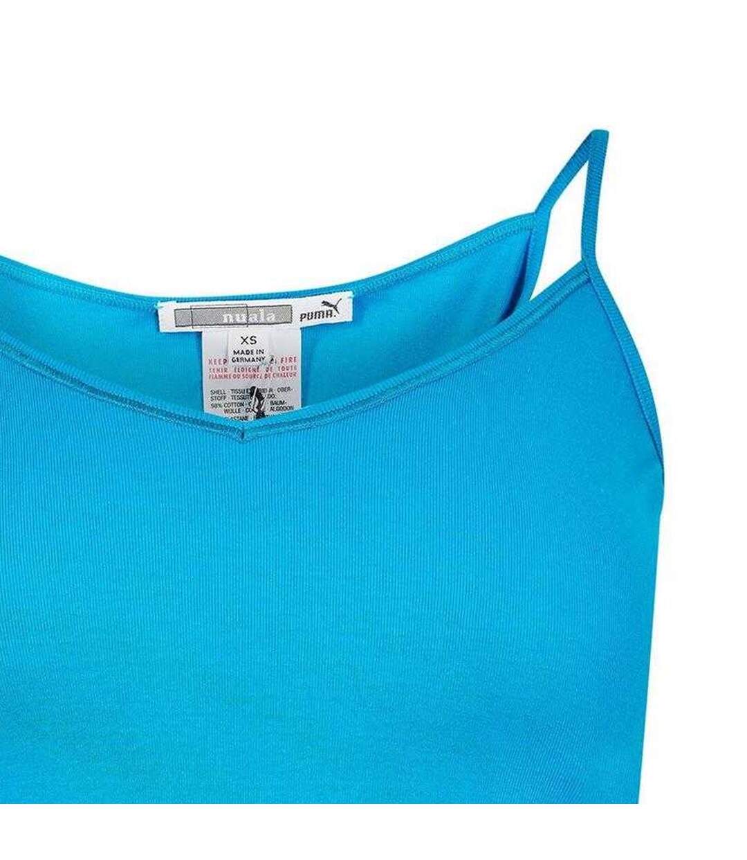 Womens/ladies Ribbed V Neck Vest Top Blue Puma-3