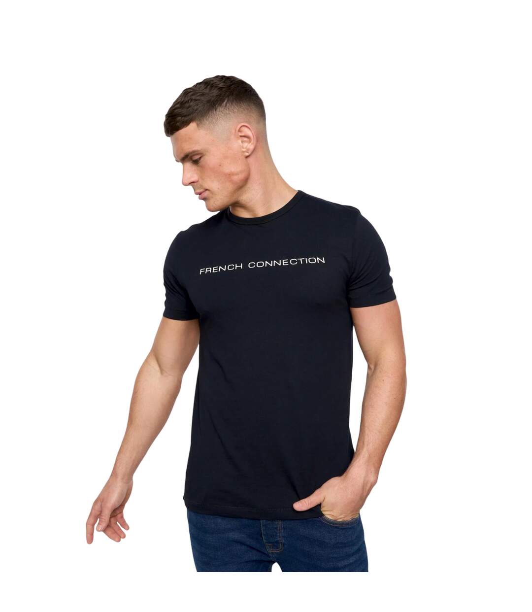 T-shirt homme bleu mer / blanc French Connection