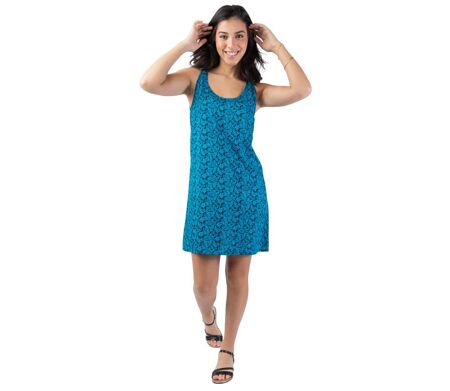 Robe courte dos ajouré SYLVIA imprimé ethnique bleu Coton Du Monde