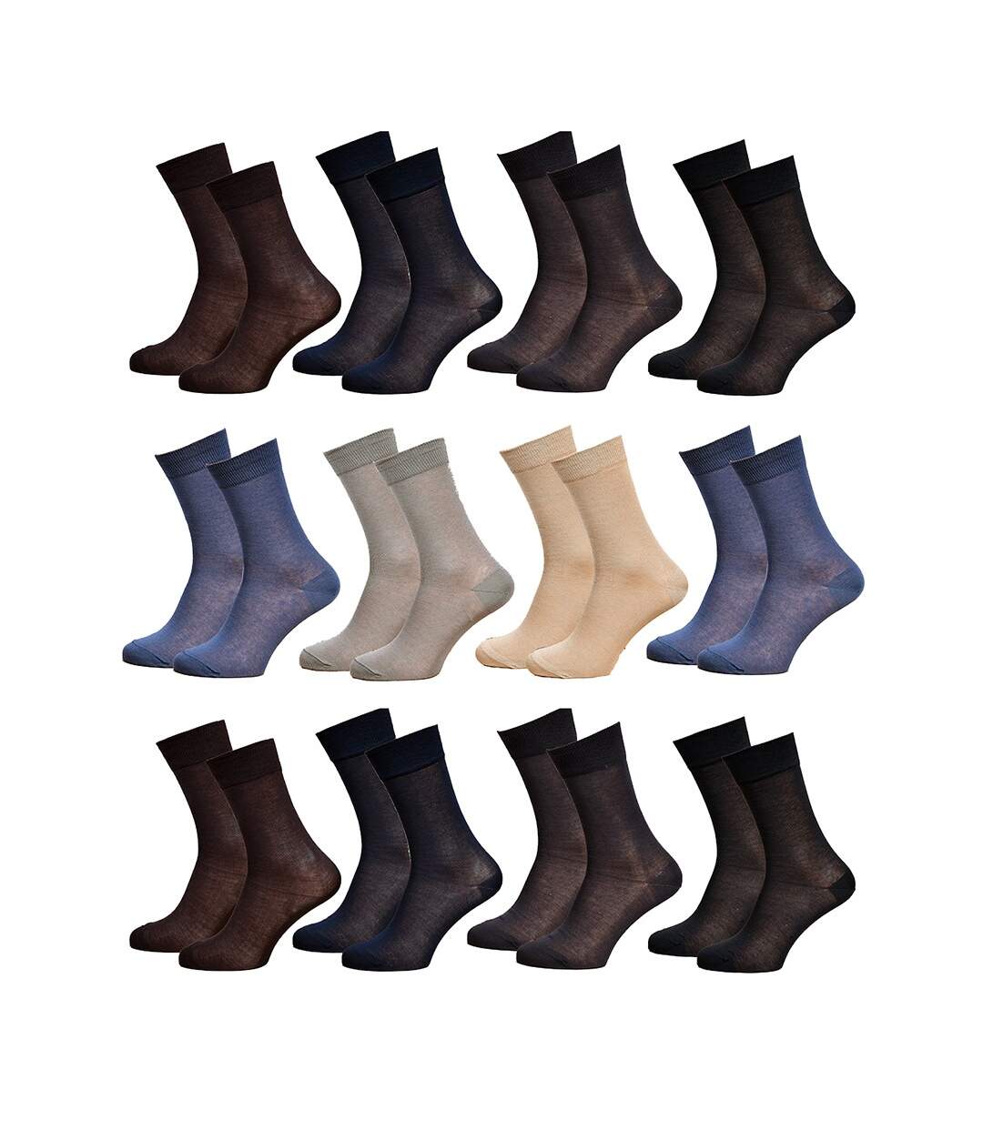 Chaussettes homme fil d'écosse - Assortiment modèles photos selon arrivages- Pack de 12 Paires Surprise