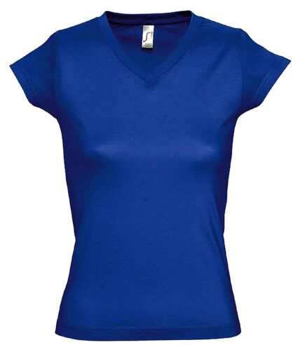 T-shirt manches courtes col V - Femme - 11388 - bleu roi