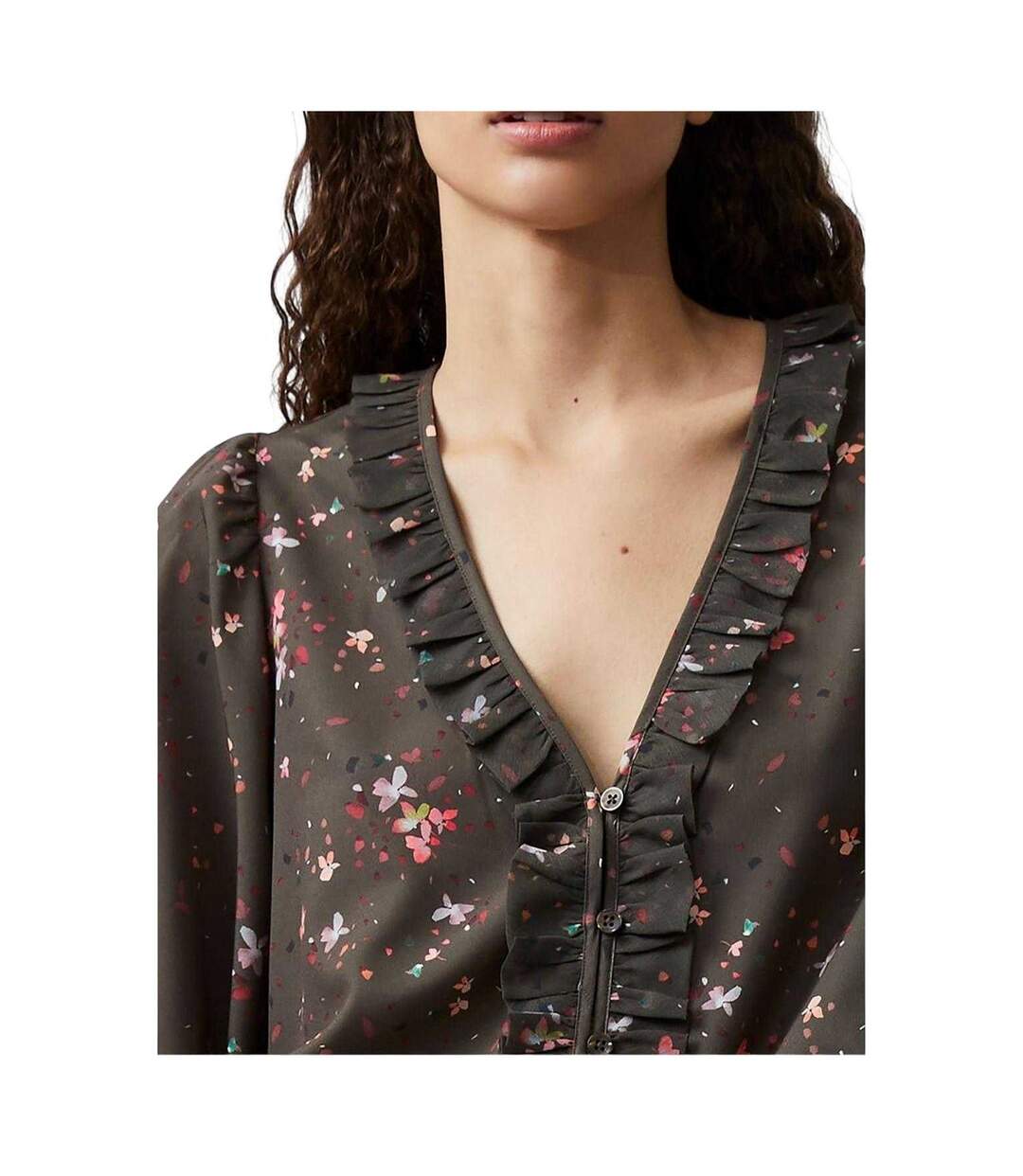 Blouse Manches Longues Carina Femme Kaki French Connection-4