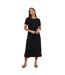 Womens/ladies Crew Neck Midi Shirt Dress Black Brave Soul-1
