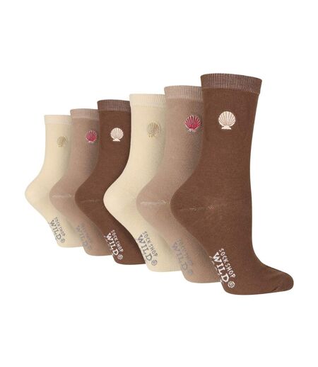 6 Pairs Ladies Multipack Black Novelty Socks: Embroidered Crew Cotton Socks