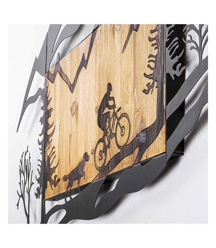 Décoration murale en bois et métal Walnut Cycliste