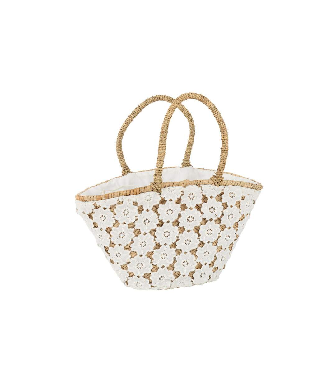 Sac de Plage Dentelle Fleur II 47cm Blanc-1