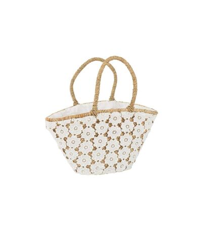 Sac de Plage Dentelle Fleur II 47cm Blanc