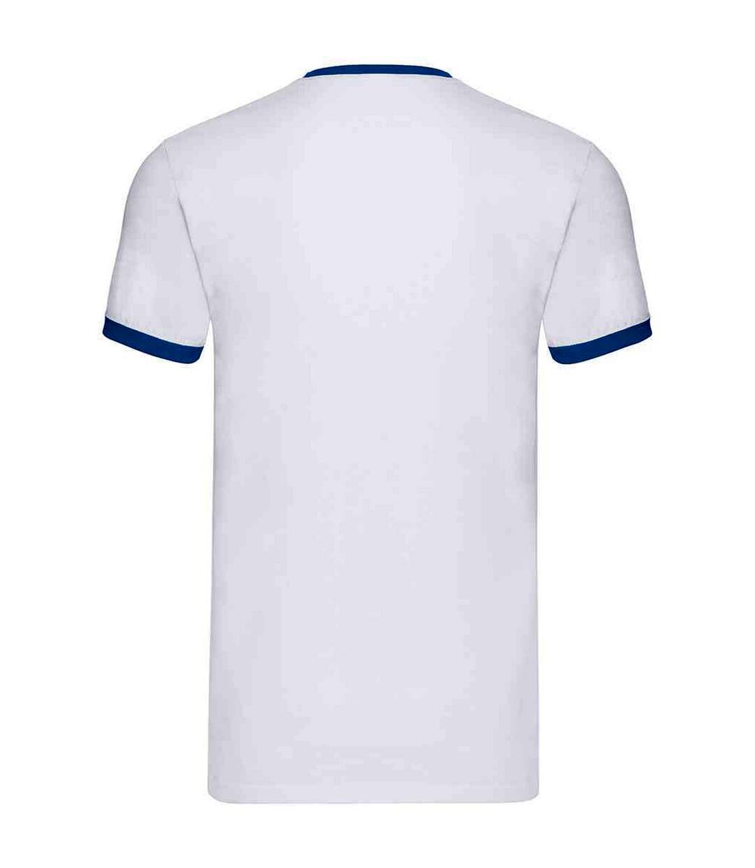 T-shirt ringer homme blanc / bleu roi Fruit of the Loom-2