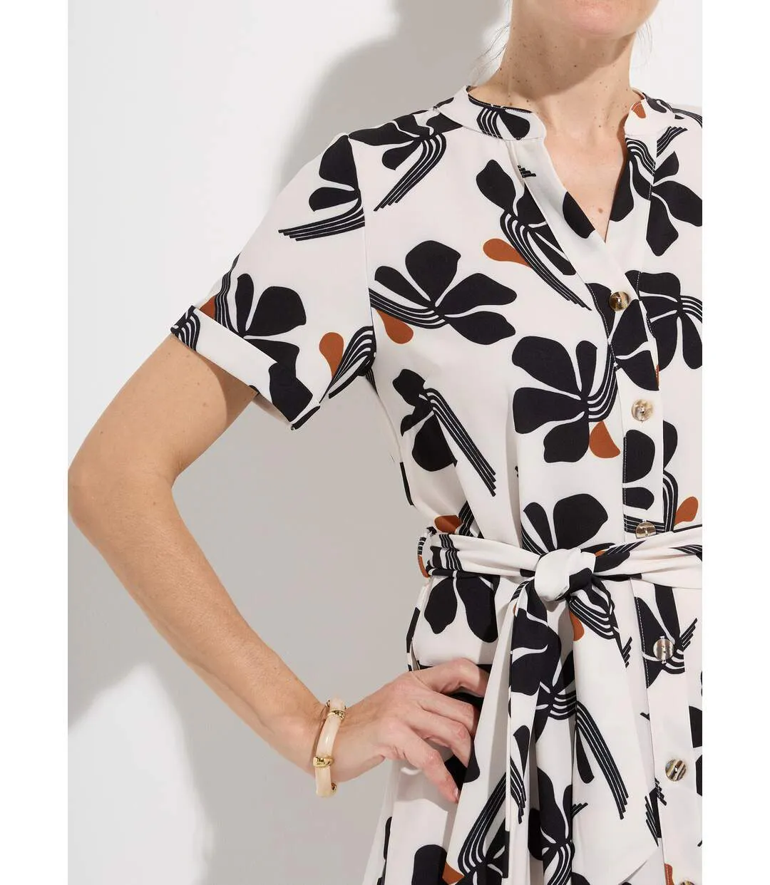 Robe-chemisier mi-longue ceinturée imprimée-3