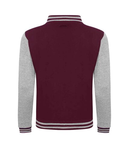 Unisex varsity jacket burgundy/heather grey Awdis