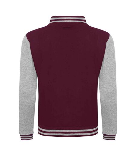 Unisex varsity jacket burgundy/heather grey Awdis