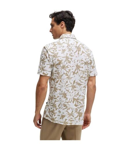 Mens Floral Short-sleeved Shirt White Boss