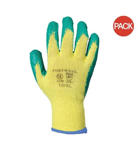 Lot de 2  Fortis grip a150 gants de travail adulte unisexe xl jaune/vert Portwest