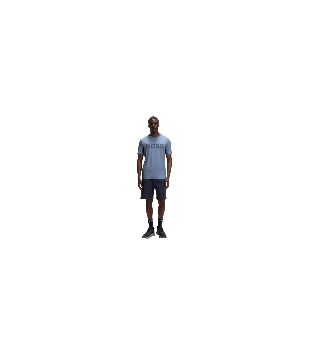 Mens Striped Logo Regular T-shirt Blue Boss-1