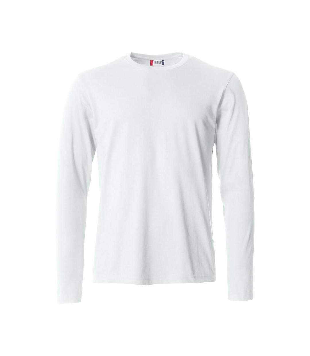 Mens Basic Long-sleeved T-shirt White Clique-1
