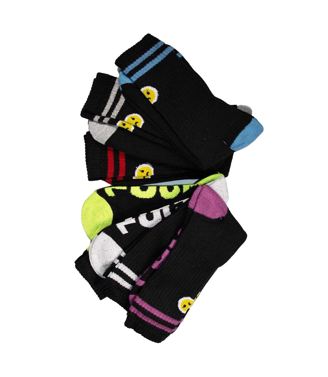 Pack Of 6  Mens Fuck Off Text Socks  Black Multicoloured Norfolk & Way-2
