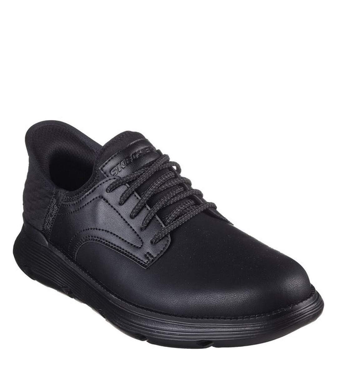 Mens Garza Gervin Leather Oxford Shoes Black Skechers-1