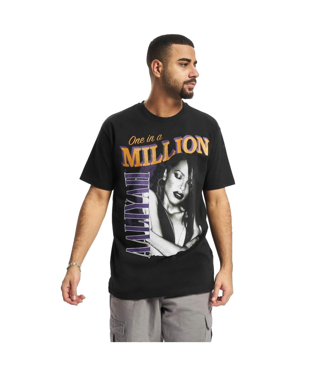T-shirt Aaliyah One In A Million Homme Noir Mister Tee-1