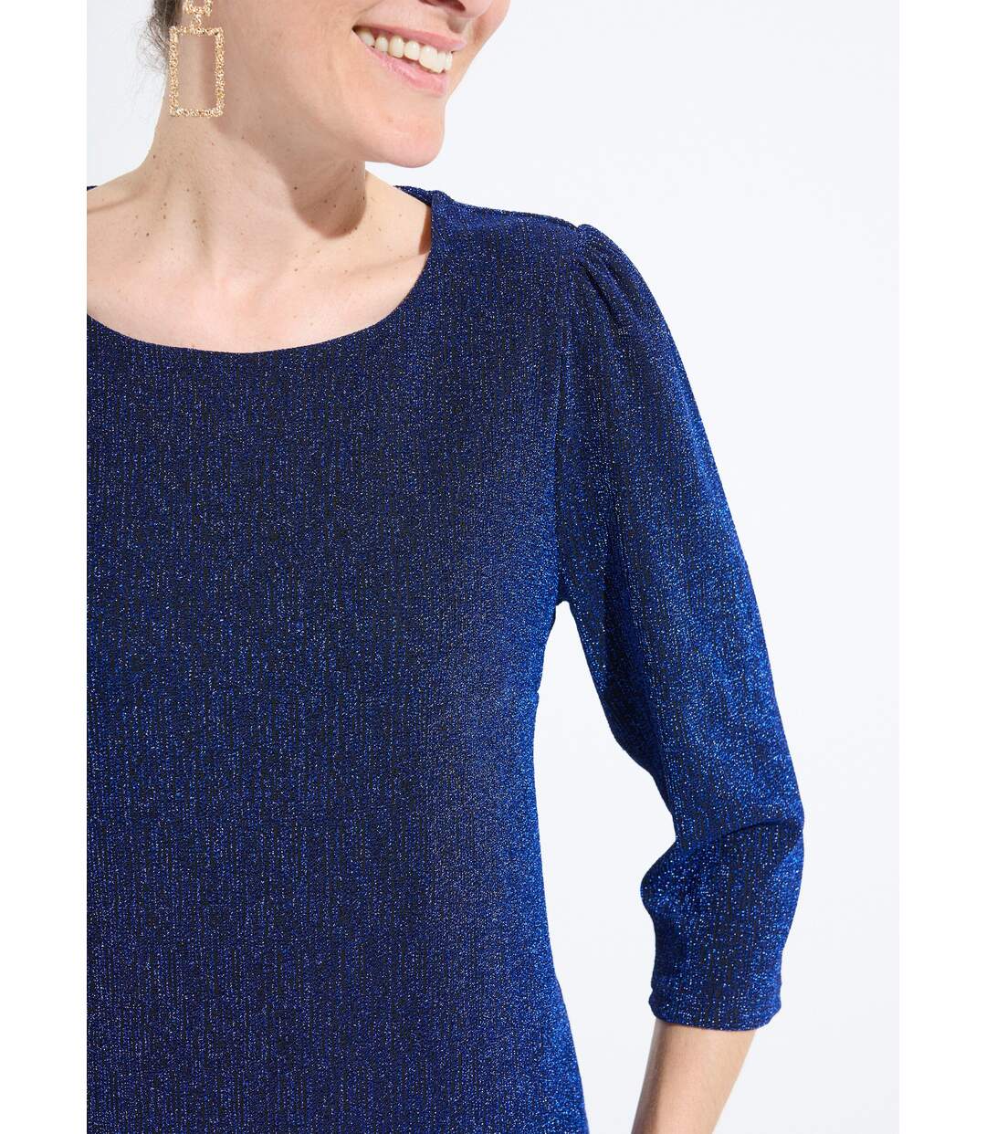 Robe droite courte maille brillante métallisée-3