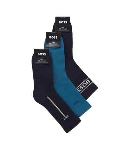 Lot De 3  Chaussettes Motif/style Logo Adulte Bleu Boss