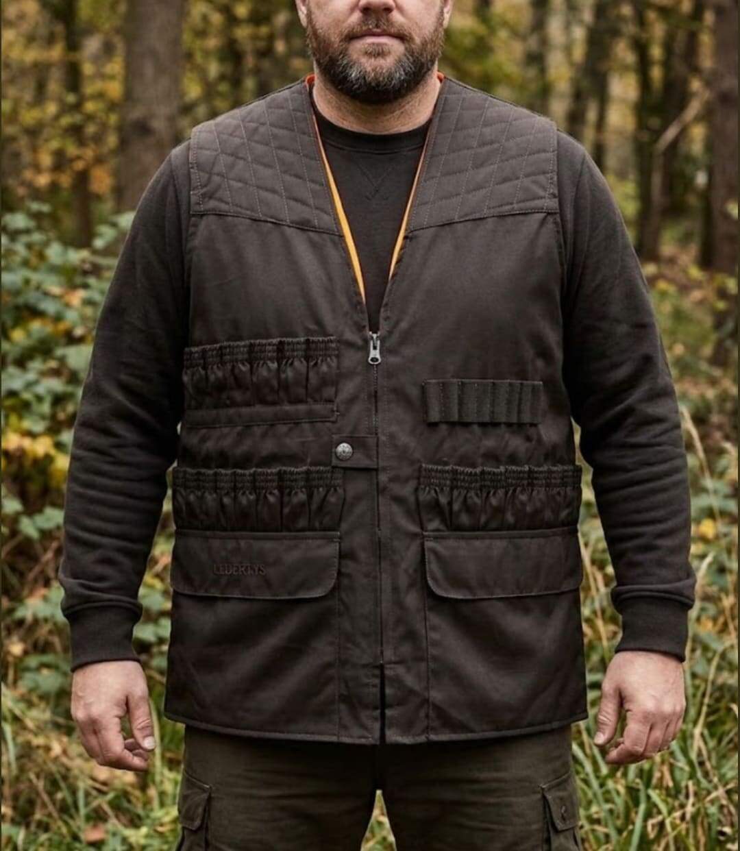 LEDERTYS DUO — Gilet sans manches kaki & orange : réversibilité et sécurité en chasse-1