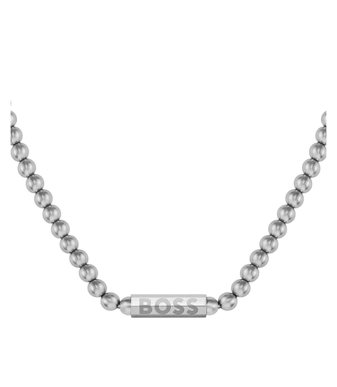 Sphere Metal Stainless Steel Beaded Necklace One Size Silver Boss-3