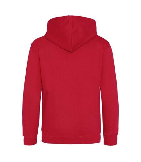 Awdis Mens Varsity Hooded Sweatshirt / Hoodie / Zoodie (Fire Red/Jet Black) - UTRW182