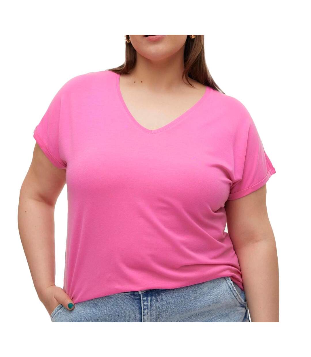 T-shirt Rose Fushia Femme Vero Moda Aya Curve - 42/44