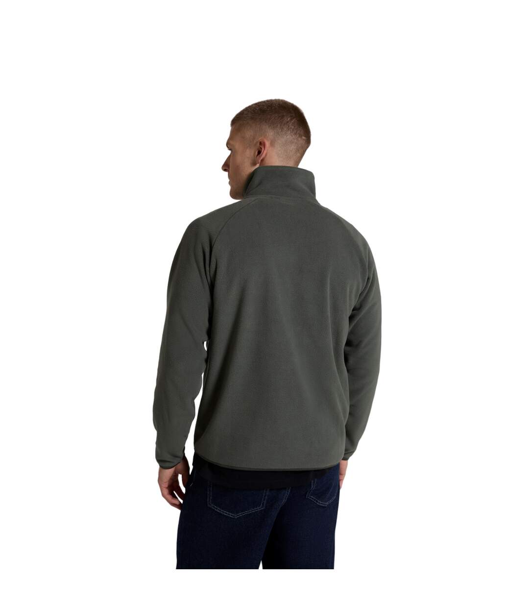 Mens Stockholm Half Zip Fleece Top Dark Khaki Animal-3