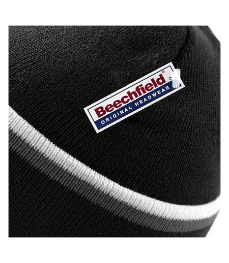 Beechfield Unisex Knitted Winter Beanie Hat (Black/Graphite Grey/White) - UTRW251