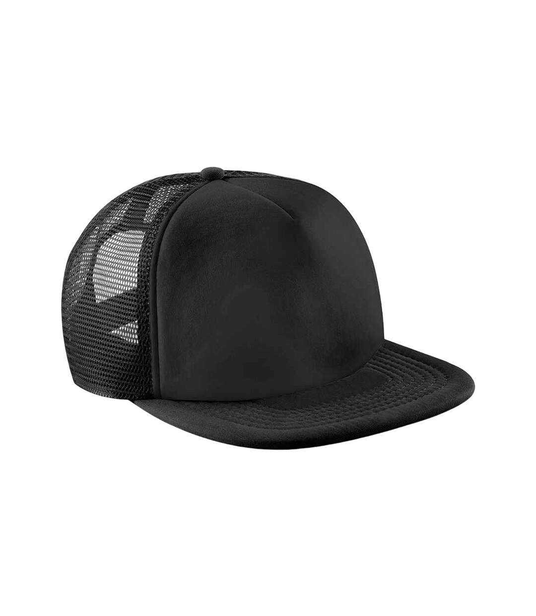 Junior Vintage Snapback Mesh Trucker Cap / Headwear Black Black Beechfield-1