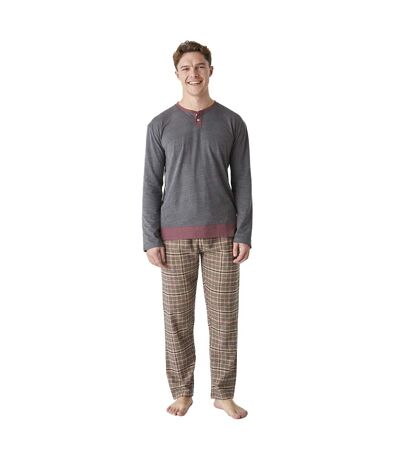 Men's long-sleeved cotton pajamas with a medium collar JJBEP5902