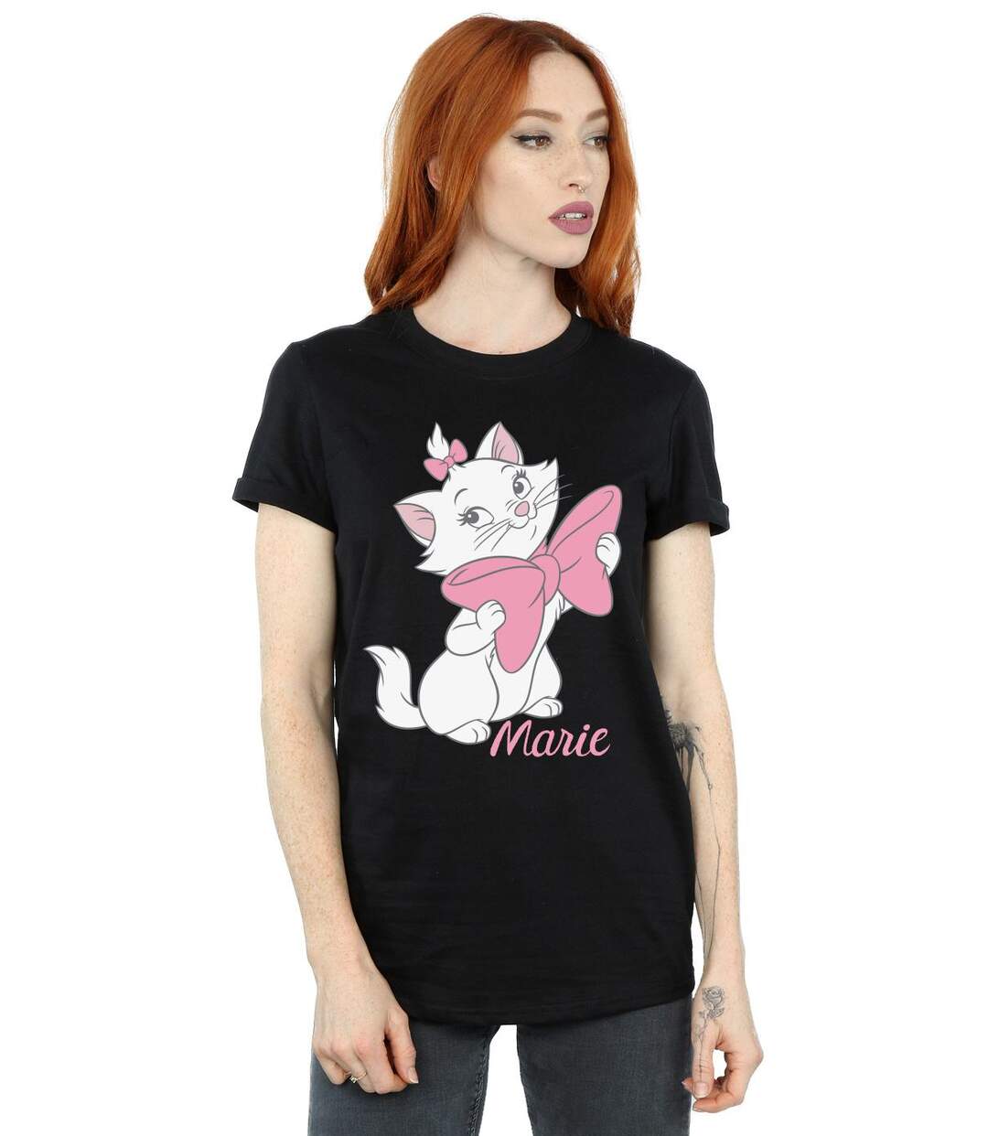 Disney - T-shirt ARISTOCATS MARIE BOW - Femme (Noir) - UTBI18006-2