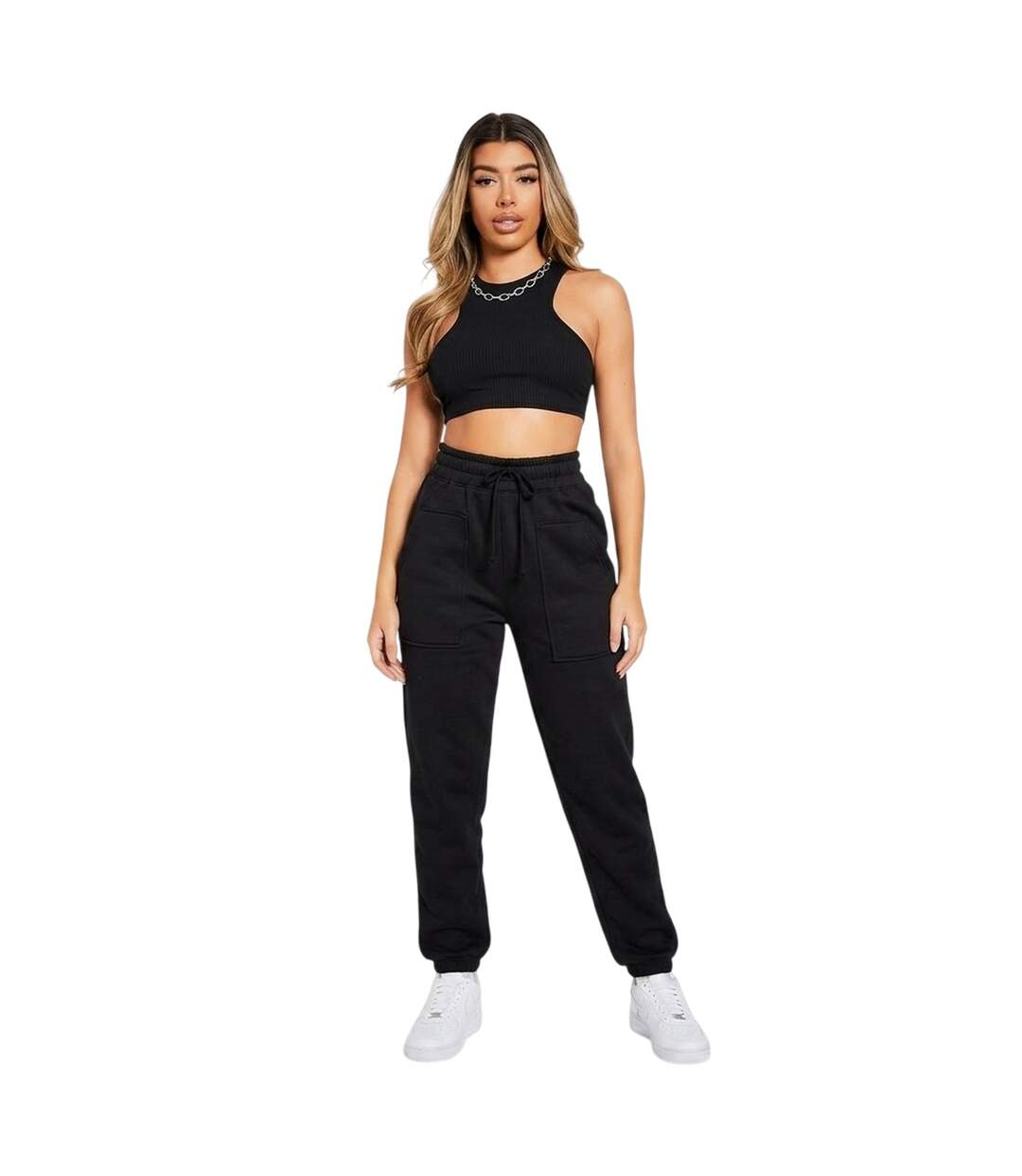 Womens/ladies Racer Crop Top Black Missy Empire-4