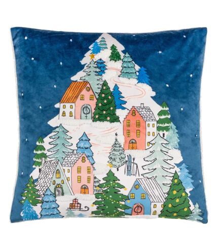 Furn Snowy Village Tree Bouclé Throw Pillow Cover (Midnight) (45cm x 45cm) - UTRV3201