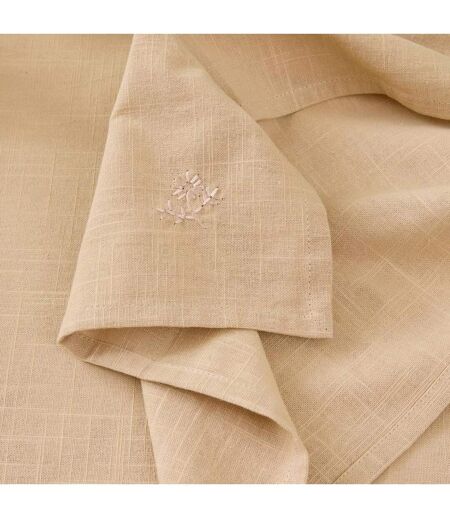 Lot de 4 Serviettes de Table Brodé Joy 40x40cm Beige Lin