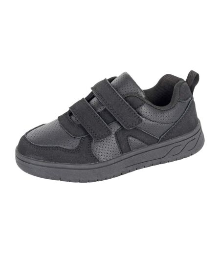Childrens/kids Cyclone Touch Fastening Trainers Black Dek