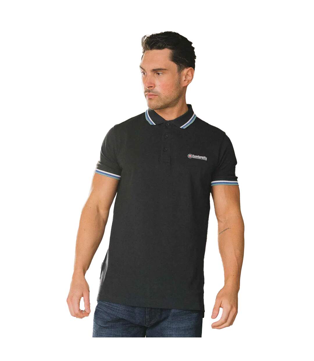 Mens Ss25 Triple Tipped Polo Shirt Navy Lambretta-3