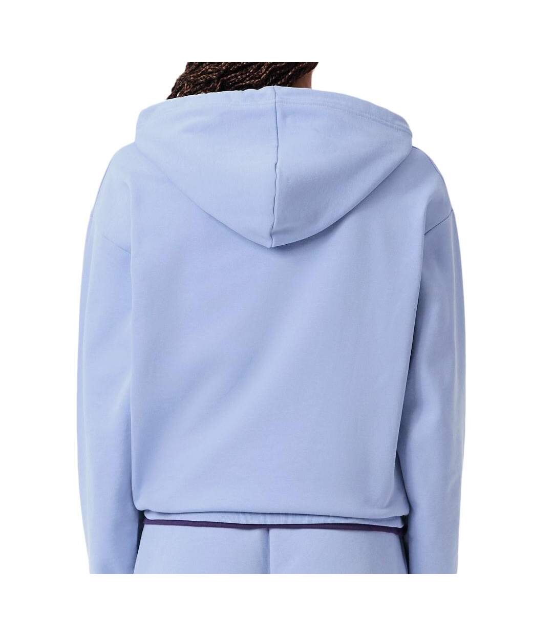 Sweat à capuche bleu femme lacoste polaire surdimensionné-2